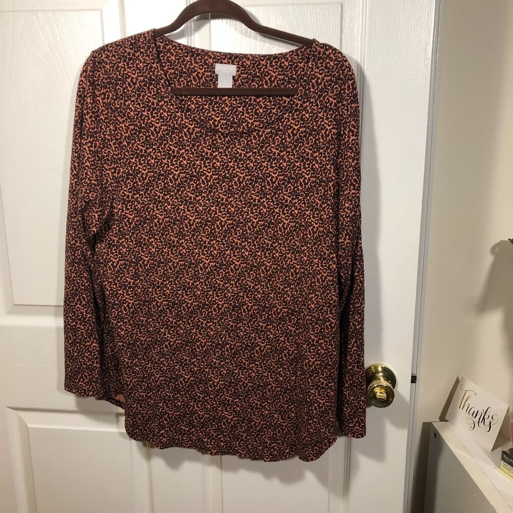 Chico's Zenergy women orange brown long sleeve top, size 3 (which is XL / 16)